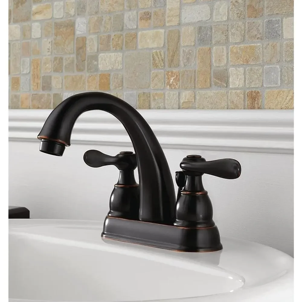 Windemere Centerset Oil Rubbed Bronze Bathroom Faucet, 4 Inch 3 Hole Bathroom